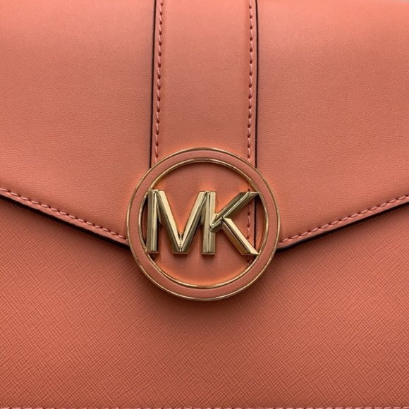 Michael Kors Carmen Medium Convertible Shoulder Bag Crossbody SHERBERT Leather - Picture 14 of 16